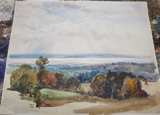 A group of assorted unframed watercolours including works by W. Haddon, Percival Skelton, E. Godwin and Borough Johnson